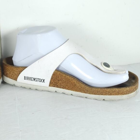 Birkenstock Women's Gizeh EU38 US9 White Birko-Flor T-strap Thong Sandals Shoes - Picture 7 of 16